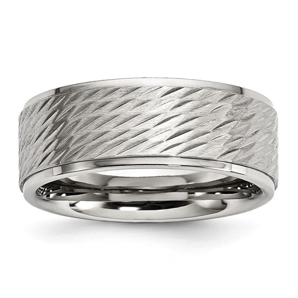 Chisel Stainless Steel Polished with Brushed and Textured Center 7mm Band