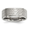 Chisel Stainless Steel Polished with Brushed and Textured Center 7mm Band