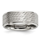 Chisel Stainless Steel Polished with Brushed and Textured Center 7mm Band