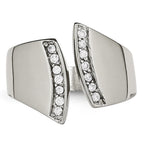 Chisel Stainless Steel Polished CZ Ring