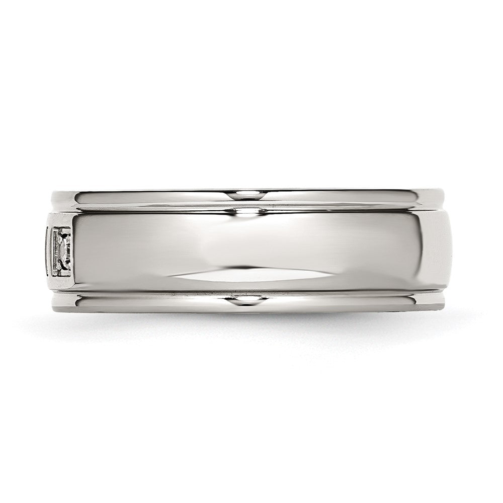 Stainless Steel Polished with CZ Ring
