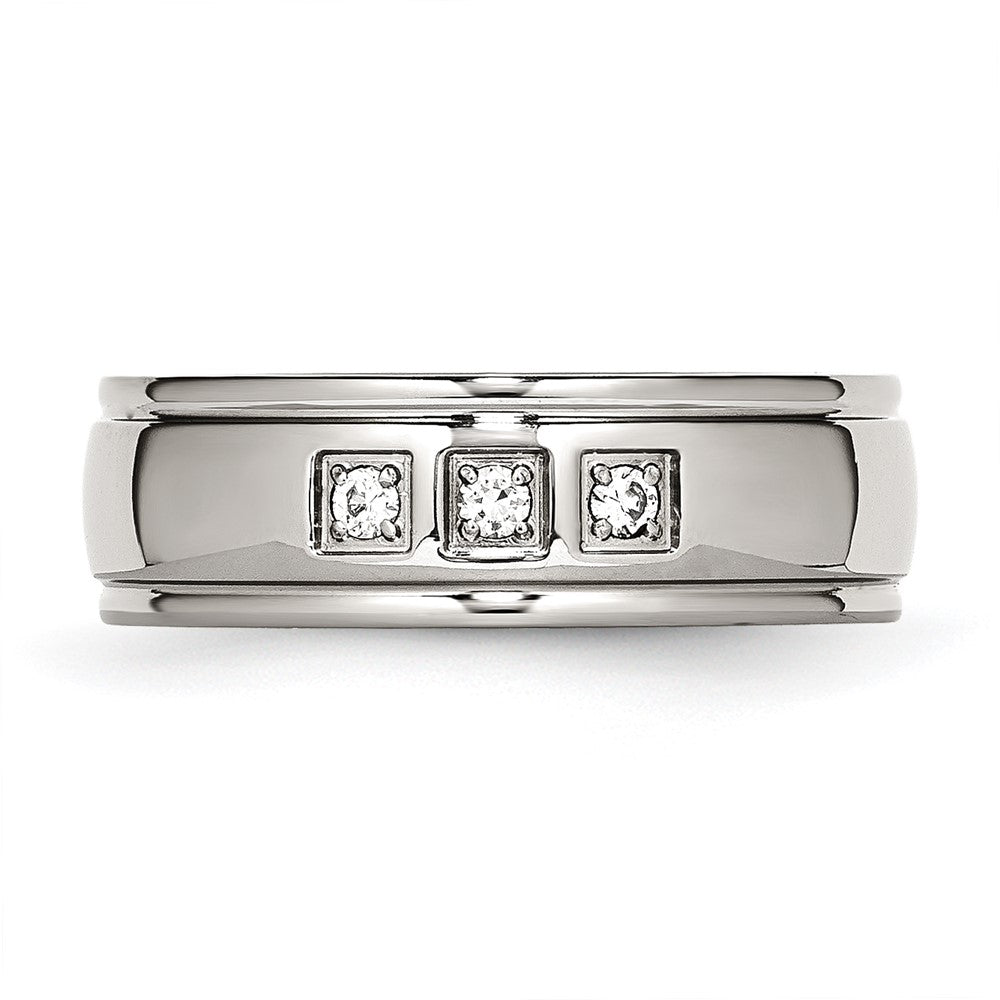 Stainless Steel Polished with CZ Ring