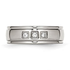 Stainless Steel Polished with CZ Ring