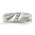 Stainless Steel Polished w/CZ 6.75mm Band