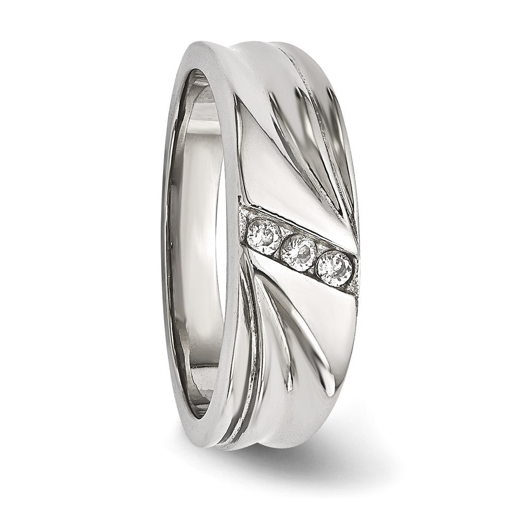 Stainless Steel Polished w/CZ 6.75mm Band