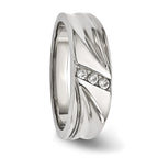 Stainless Steel Polished w/CZ 6.75mm Band
