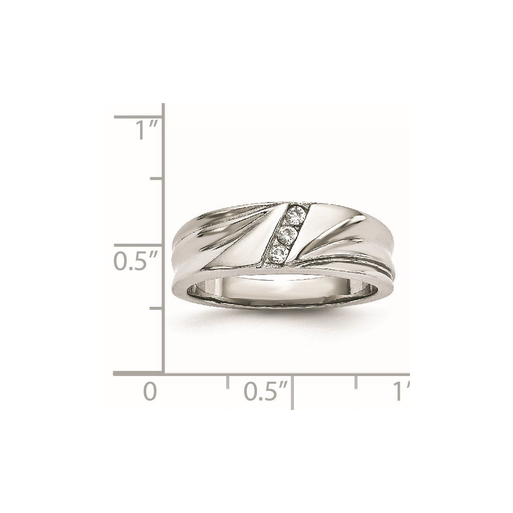 Stainless Steel Polished w/CZ 6.75mm Band