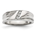 Stainless Steel Polished w/CZ 6.75mm Band