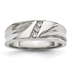 Stainless Steel Polished w/CZ 6.75mm Band