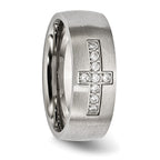 Chisel Stainless Steel Brushed with CZ Cross 7.75mm Band