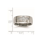 Chisel Stainless Steel Brushed with CZ Cross 7.75mm Band