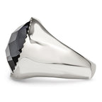 Chisel Stainless Steel Polished Grey Glass Ring