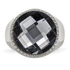 Chisel Stainless Steel Polished Grey Glass Ring