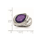 Stainless Steel Polished with Purple CZ Ring