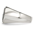 Stainless Steel Polished with Silver Druzy Ring