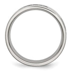 Stainless Steel Brushed w/Black Rubber Design 7mm Ridged Edge Band