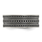 Chisel Stainless Steel Antiqued Gun Metal IP-plated Beaded 10mm Flat Band