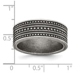 Chisel Stainless Steel Antiqued Gun Metal IP-plated Beaded 10mm Flat Band