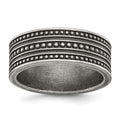 Chisel Stainless Steel Antiqued Gun Metal IP-plated Beaded 10mm Flat Band