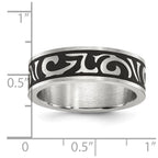 Chisel Stainless Steel Brushed Enameled Swirl Design 7mm Band