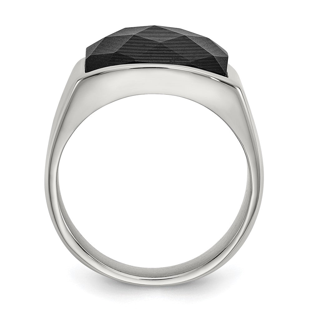 Chisel Stainless Steel Polished with Solid Black Carbon Fiber Ring