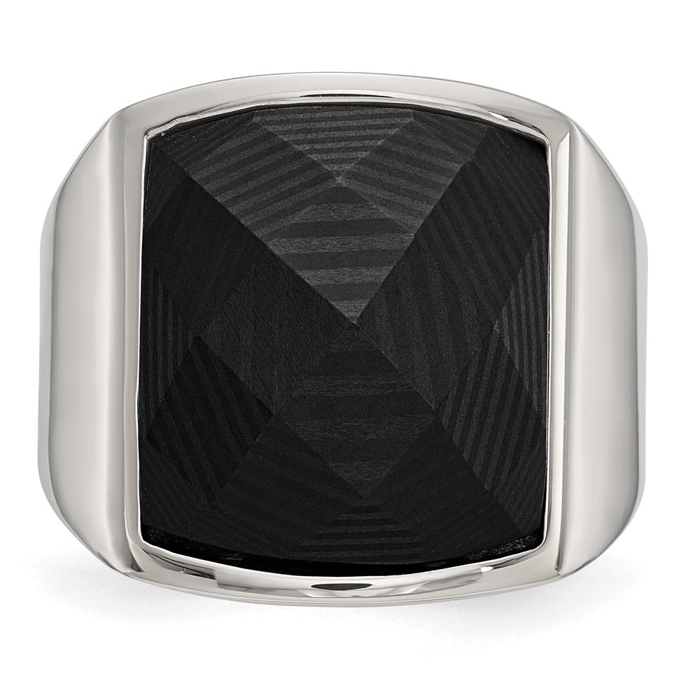Chisel Stainless Steel Polished with Solid Black Carbon Fiber Ring
