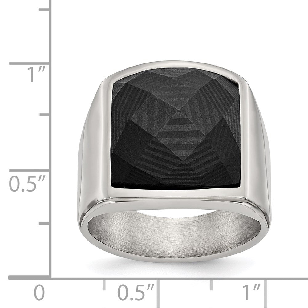 Chisel Stainless Steel Polished with Solid Black Carbon Fiber Ring