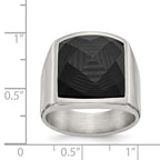 Chisel Stainless Steel Polished with Solid Black Carbon Fiber Ring