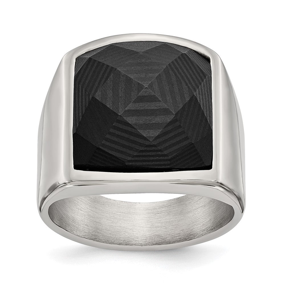 Chisel Stainless Steel Polished with Solid Black Carbon Fiber Ring