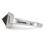 Stainless Steel Polished with Solid Black Carbon Fiber Geometric Ring