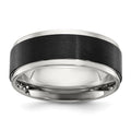 Chisel Stainless Steel Polished with Black IP-plated Brushed Center 8mm Band
