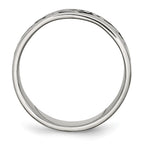 Stainless Steel Antiqued and Polished Fancy Design 8mm Ridged Edge Band