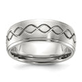 Chisel Stainless Steel Brushed and Polished Scroll Design 8mm Ridged Edge Band