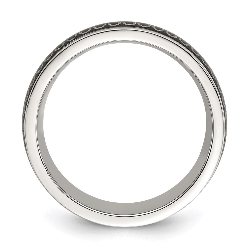 Chisel Stainless Steel Polished Black IP-plated Swirl Pattern 8mm Band