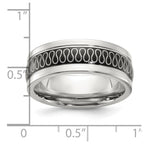Chisel Stainless Steel Polished Black IP-plated Swirl Pattern 8mm Band