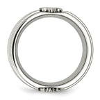 Chisel Stainless Steel Brushed and Polished Fleur de lis 10mm Band