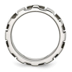 Chisel Stainless Steel Brushed and Polished 3pt Diamond Cross 9mm Band