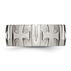Chisel Stainless Steel Brushed and Polished 3pt Diamond Cross 9mm Band
