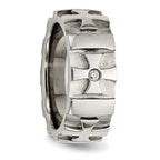 Chisel Stainless Steel Brushed and Polished 3pt Diamond Cross 9mm Band