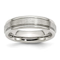 Chisel Stainless Steel Polished with Satin Center 6mm Grooved Edge Band
