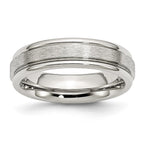 Chisel Stainless Steel Polished with Satin Center 6mm Grooved Edge Band