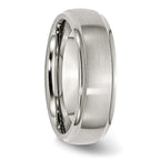 Chisel Stainless Steel Polished with Brushed Center 7mm Ridged Edge Band