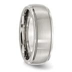 Chisel Stainless Steel Polished with Brushed Center 8mm Ridged Edge Band