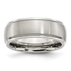 Chisel Stainless Steel Polished with Brushed Center 8mm Ridged Edge Band