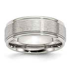Chisel Stainless Steel Brushed and Polished 8mm Grooved Edge Band