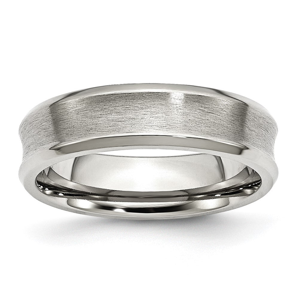 Chisel Stainless Steel Brushed and Polished Concave 6mm Beveled Edge Band