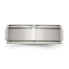 Chisel Stainless Steel Polished with Brushed Center 8mm Ridged Edge Band