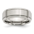 Chisel Stainless Steel Polished with Brushed Center 8mm Ridged Edge Band