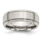 Chisel Stainless Steel Polished with Brushed Center 8mm Ridged Edge Band