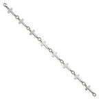 Chisel Stainless Steel Polished Sideways Cross Link 10 inch Anklet